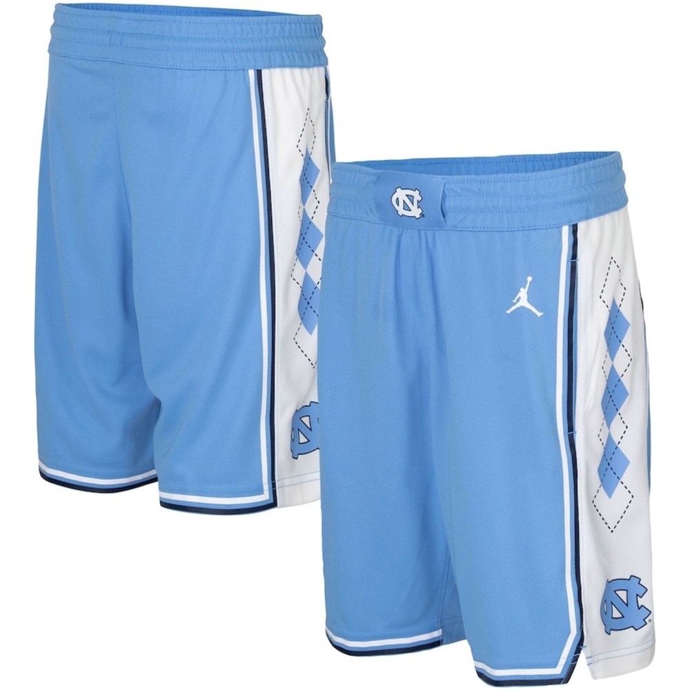 Jordan Light Blue and White Argyle UNC Tarheels Basketball Shorts